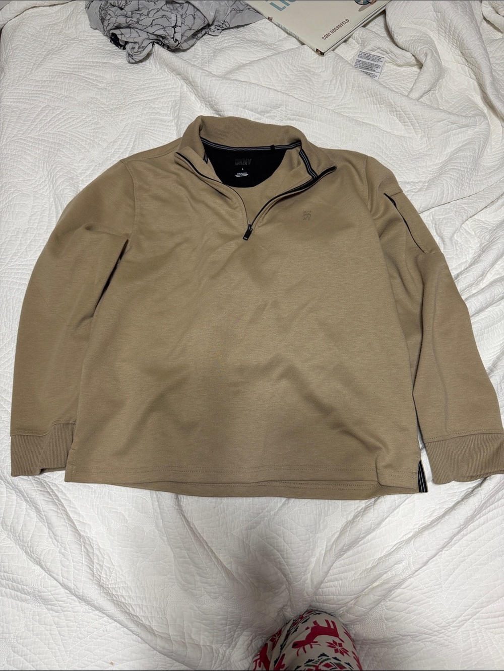 Dkny Quarter-Zip Men's Sweater in Tan - size large